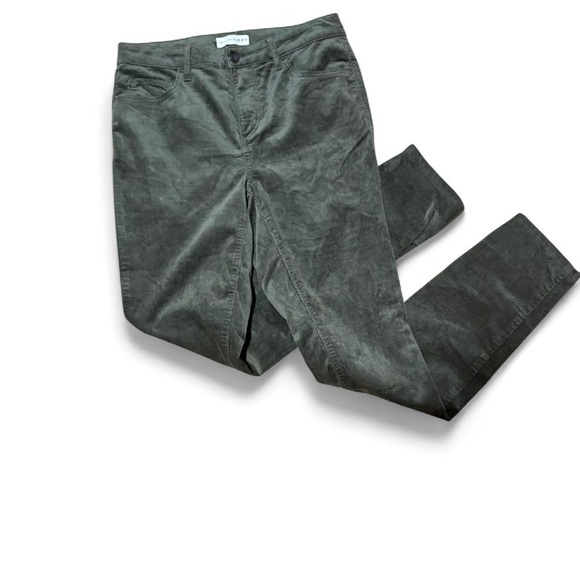 LOFT green corduroy high rise skinny pants perfect fall color size 4 - Picture 1 of 7